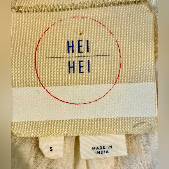 HEI HEI Anthropologie Amita Cream Gold Metallic Stripe Kimono Belted Jacket S - Picture 5 of 9